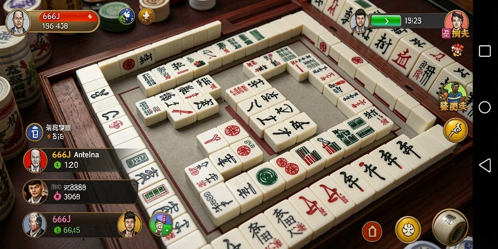 Gambar gameplay Mahjong di 666J dengan desain grafis yang menarik.