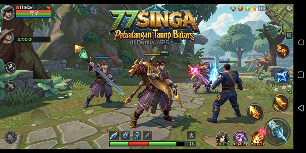 Screenshot gameplay 77SINGA yang menampilkan pertempuran seru.