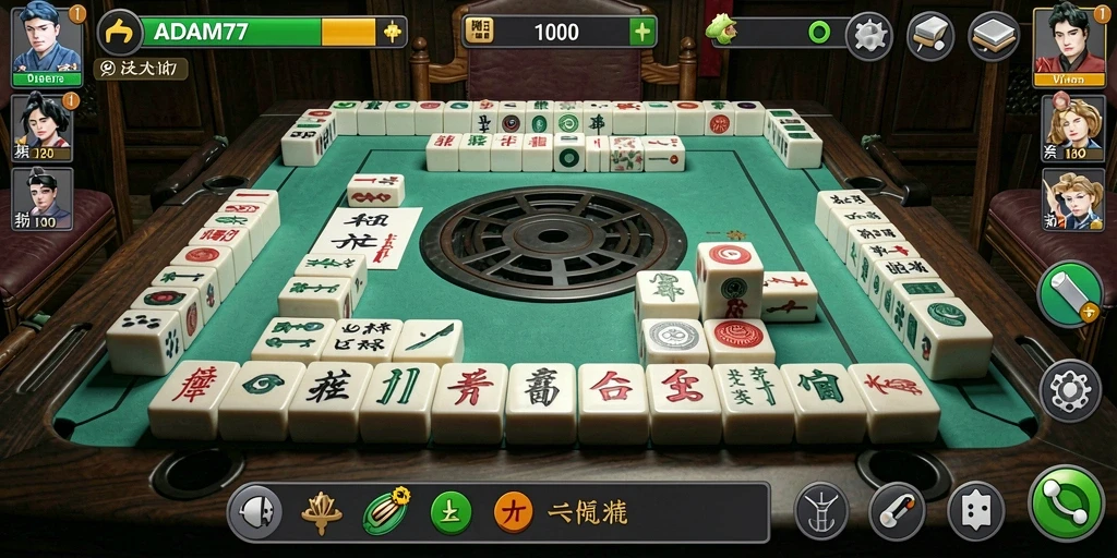 Screenshot ADAM77 menunjukkan gameplay Mahjong yang seru dan menantang.