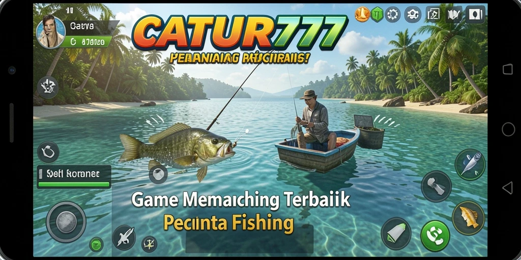 Screenshot utama gameplay CATUR777 dengan aksi memancing yang seru.