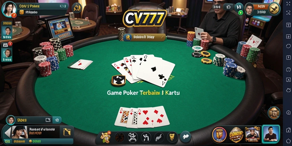 Tampilan gameplay seru dalam aplikasi poker CV777.