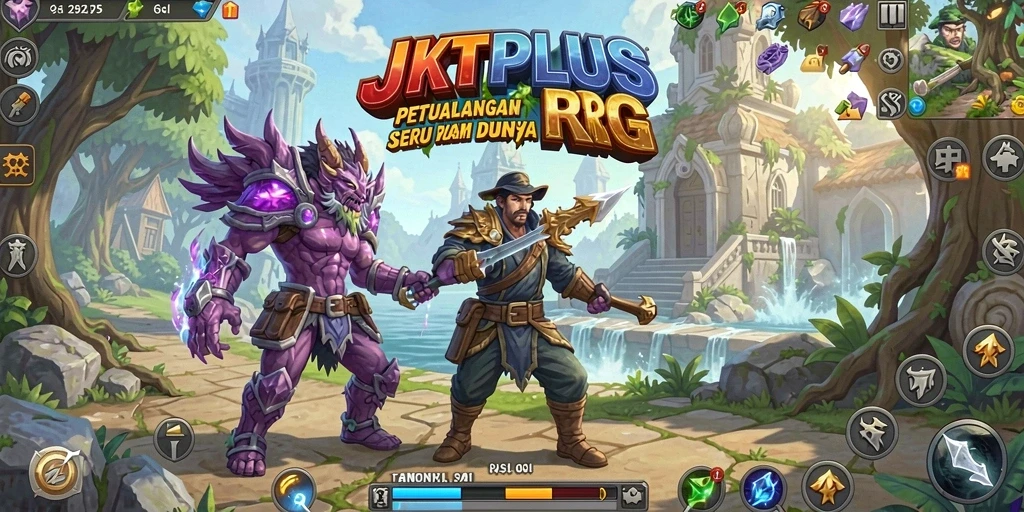 Screenshot gameplay JKTPLUS menunjukkan aksi seru dalam pertarungan RPG.