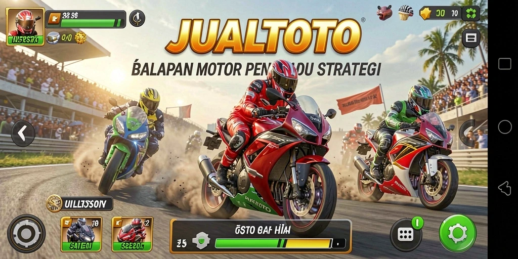 Tampilan aksi seru balapan motor di JUALTOTO.