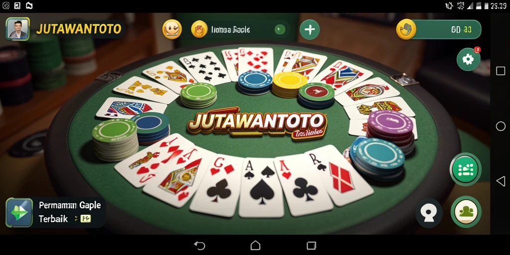 Screenshot gameplay JUTAWANTOTO menampilkan atmosfer permainan Gaple yang seru.