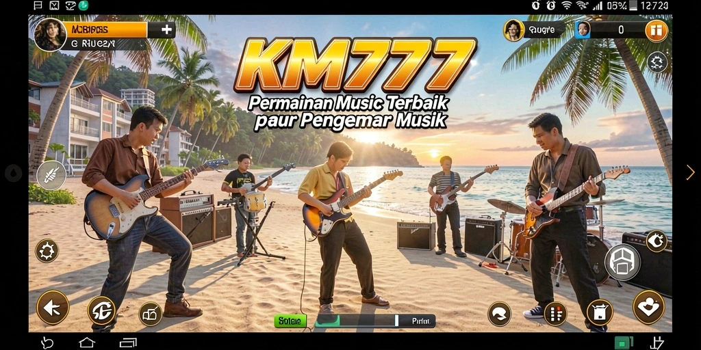 Screenshot tampilan gameplay KM777 yang menampilkan aksi permainan musik seru.