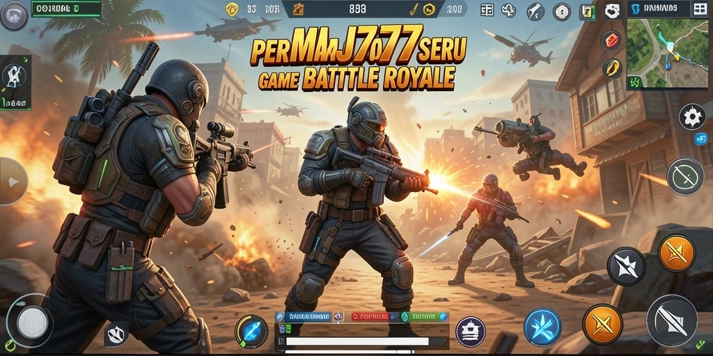 Tangkapan layar gameplay MAJ777 yang penuh aksi di arena Battle Royale.