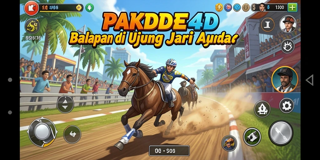 Tampilan gameplay PAKDE4D dengan mobil balap di lintasan yang menegangkan.