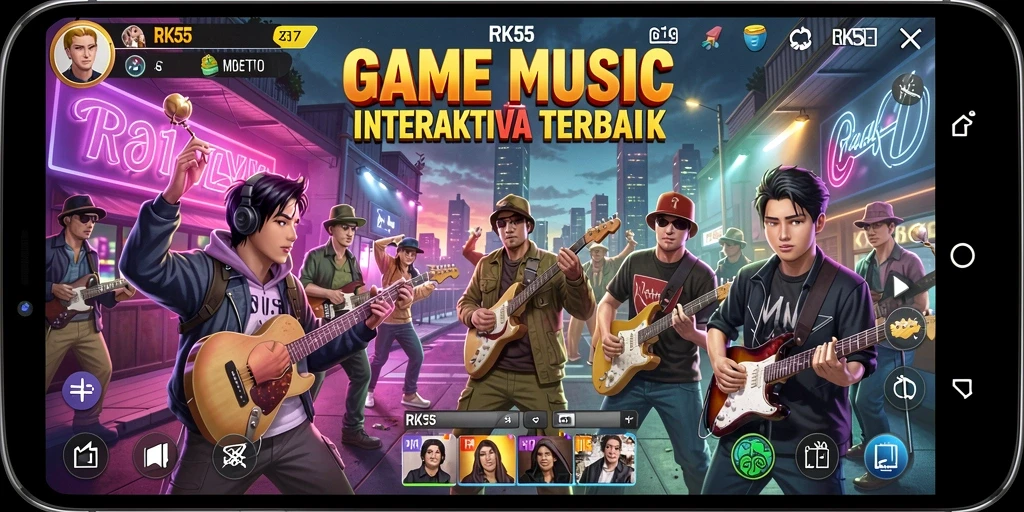 Screenshot RK55 menampilkan pengalaman bermain musik yang interaktif dan menyenangkan.