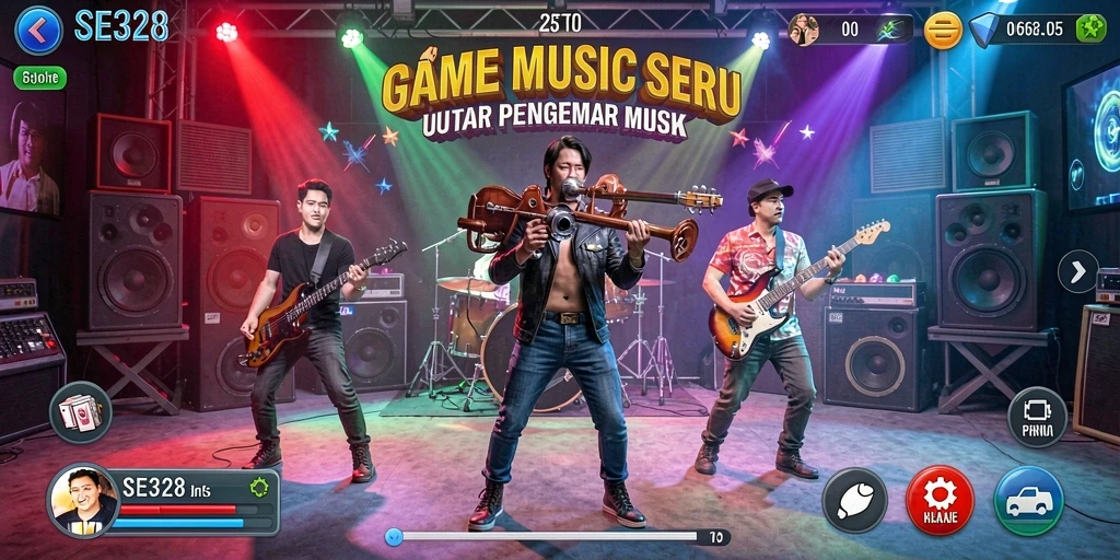 Screenshot gameplay SE328 menampilkan pengalaman musik yang menyenangkan.