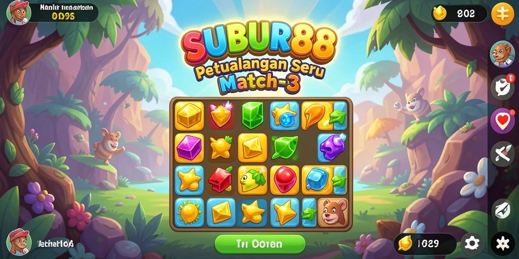 Gameplay seru SUBUR88 dengan tantangan Match-3 yang menarik.