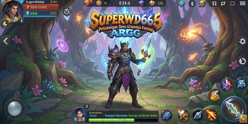 Screenshot gameplay SUPERWD666 yang menampilkan pertempuran epik dalam dunia ARPG.