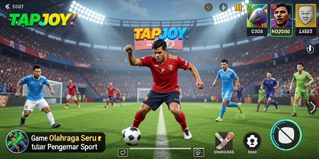 Gameplay seru dan penuh aksi dalam TAPJOY yang menampilkan pertandingan olahraga.