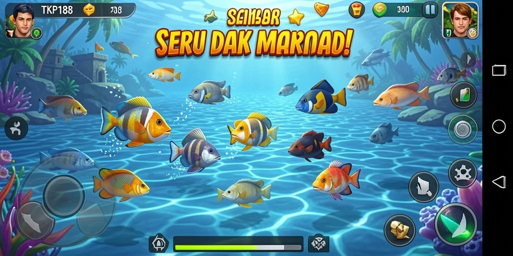 Screenshot gameplay TKP188 yang menampilkan aksi tembak ikan yang seru.