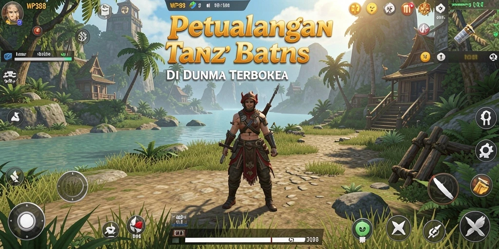 Screenshot gameplay WP888 menampilkan petualangan seru di dunia terbuka.